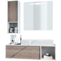 BADMÖBELSET La Costa Fronten in Eiche Nordic - Silbereichenfarben, Holzwerkstoff (126.5/190/46cm) - Vladon