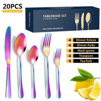 BESTECKSET 20-teilig Edelstahl - Multicolor, Metall - Authentics