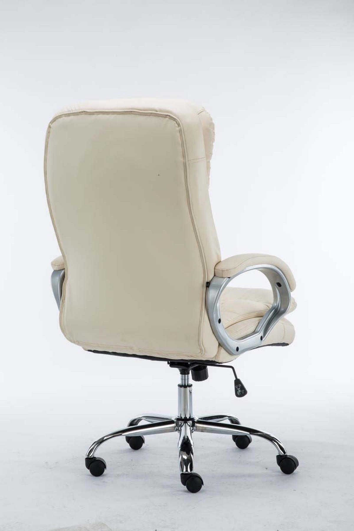 BÜROSTUHL SOUK - 116x68x77, Creme | Kunstleder - Creme, Leder/Metall (68/116/77cm) - DELUKE
