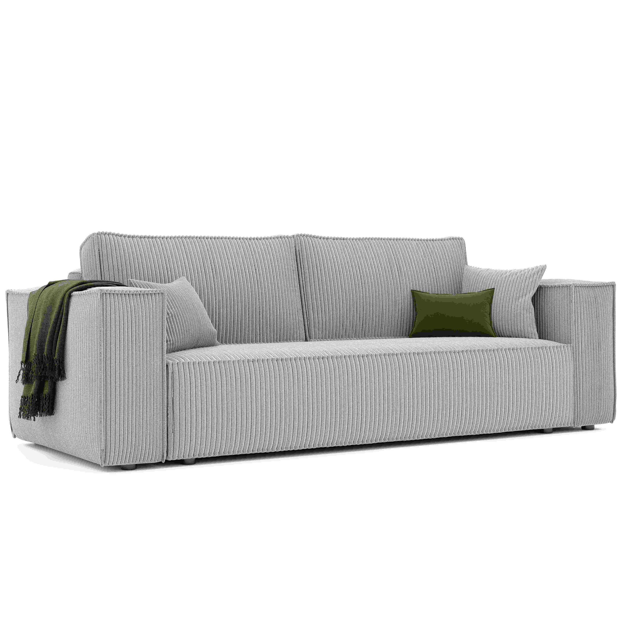 SOFA mit Schlaffunktion und Bettkasten, Hellgrau - Hellgrau/Grau, Holzwerkstoff/Textil (240/84/105cm) - Idohome