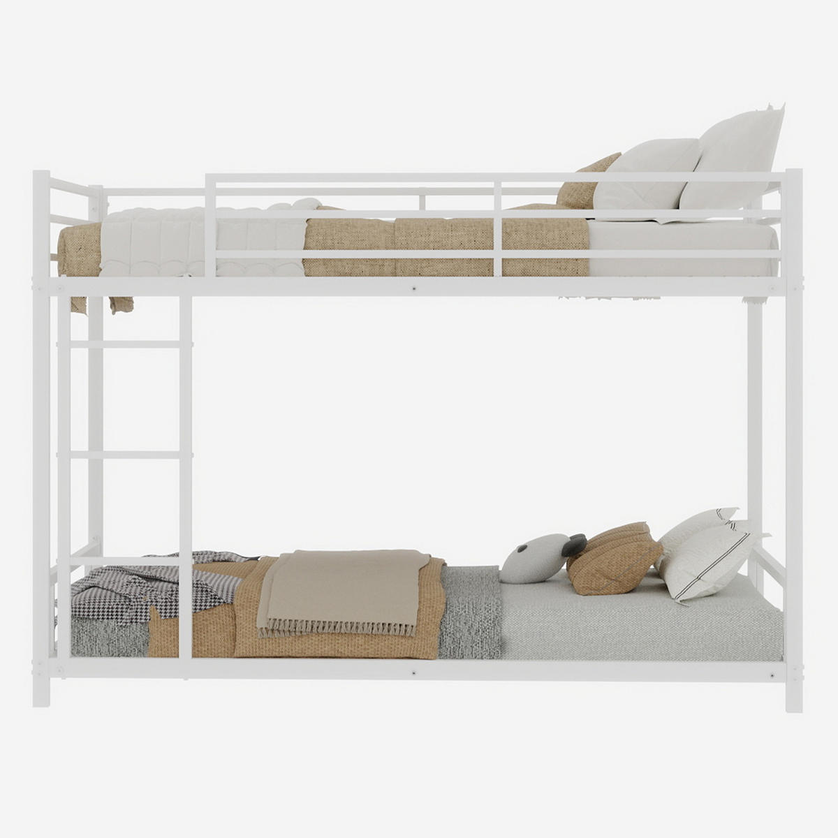 ETAGENBETT Metall-Etagenbett Schwarz - Weiß, Metall (90/190cm) - ComfortXL