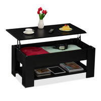 COUCHTISCH - Schwarz, Holzwerkstoff/Metall (50/98/42cm) - Relaxdays