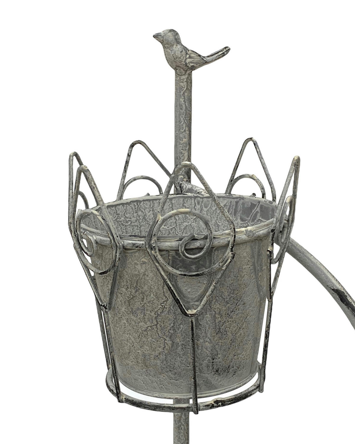 BLUMENTREPPE RUND mit 3 Töpfen Metall Weiß Grau 75 cm 96131 - Grau, Metall (28/75/13cm) - DanDiBo