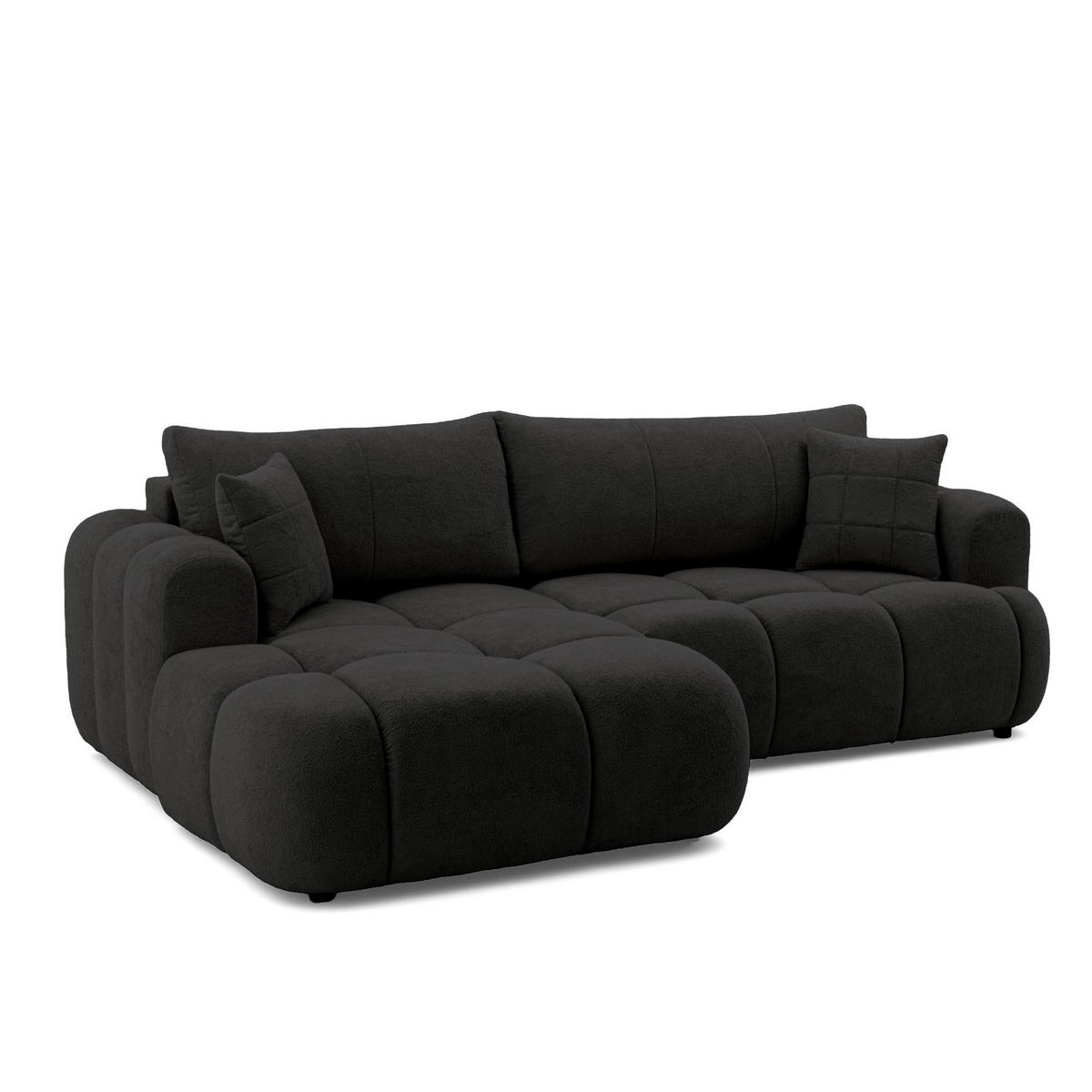ECKSOFA CALM L Links mit Schlaffunktion 140x215 Webstoff schwarz - Schwarz, Holz/Kunststoff (261/151cm) - Muffo