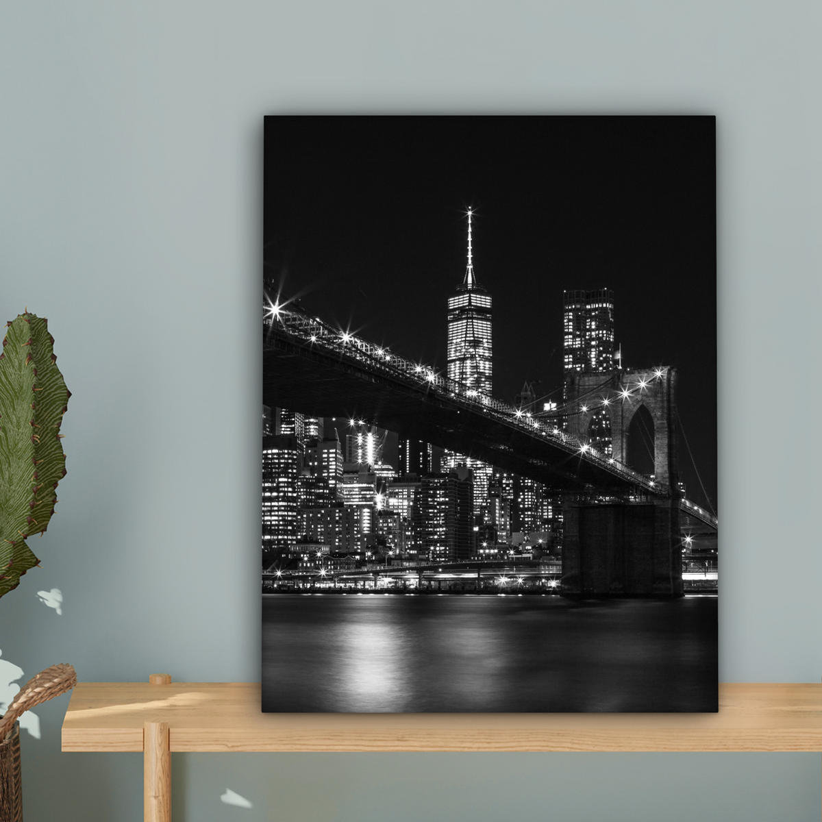 LEINWANDBILD New York - Brooklyn - Brücke 30x40 cm - Schwarz, Textil (30/40cm) - MuchoWow