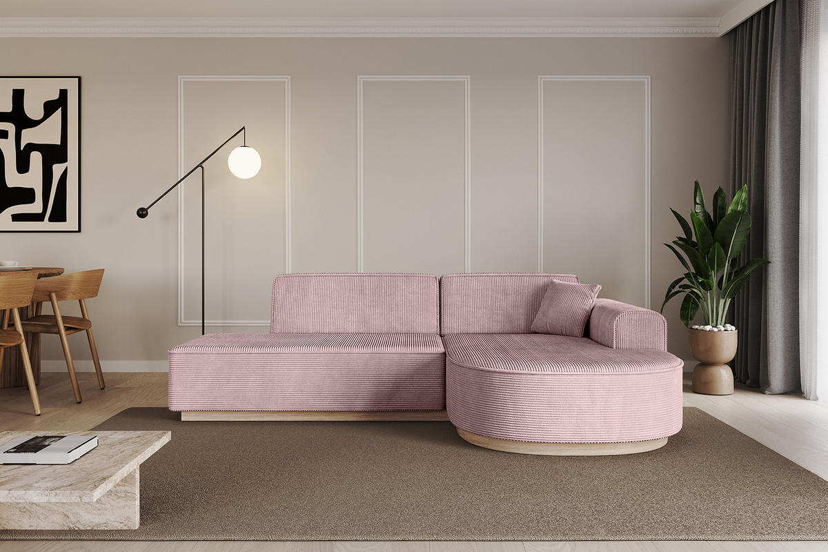 ECKSOFA Ottomane Rechts ARRIO-L1 - 243x171x83 cm Rosa - Rosa, Holzwerkstoff/Textil (243/171cm) - ALTDECOR