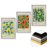 WANDBILDER 3er Set - 40x60 cm Silberner Rahmen - Fruchtige Zitronen- und Papayamuster - Silberfarben, Kunststoff (40/60cm) - ArtPrintCave
