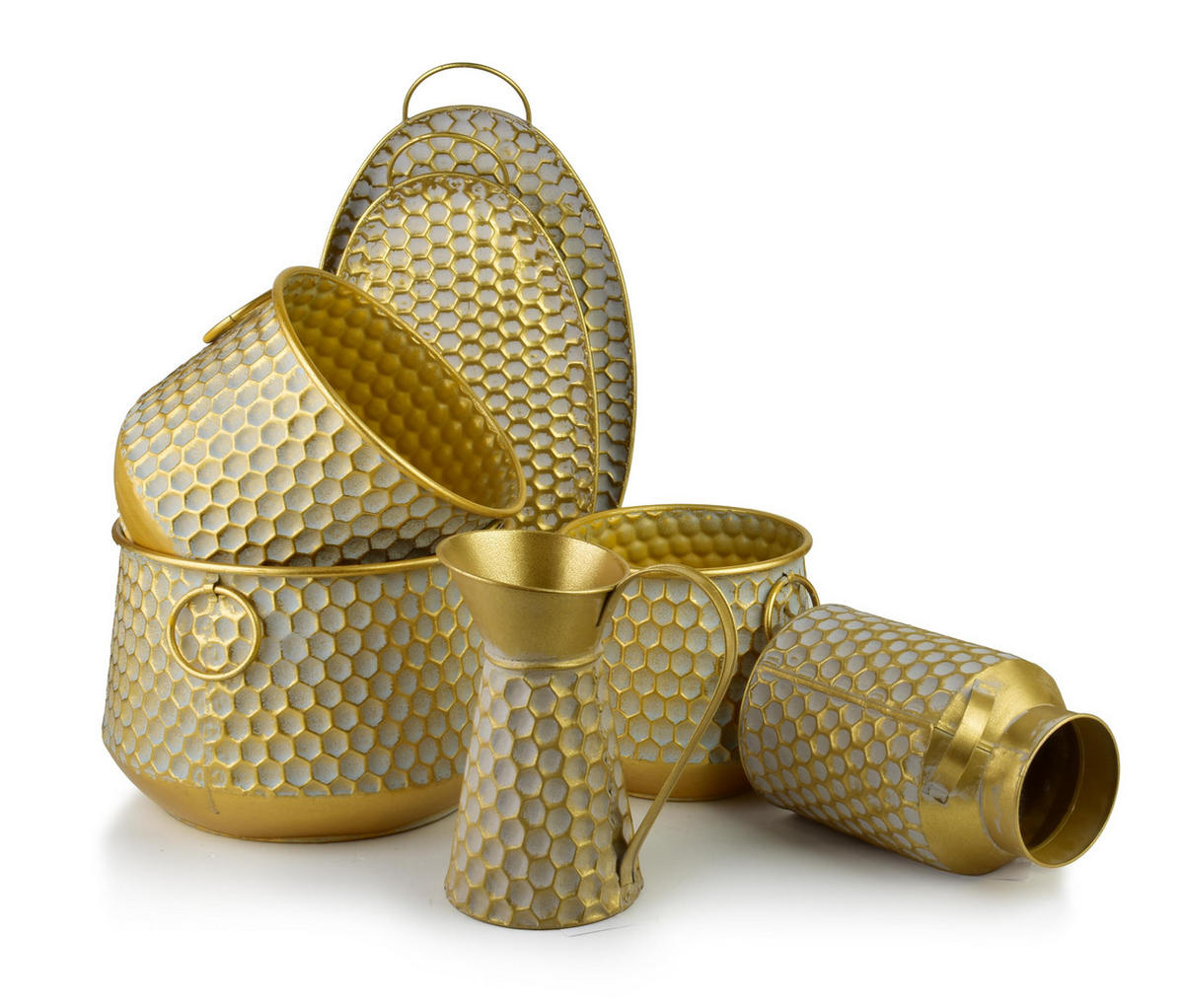 VASE Hexagone Glow Gold 13,5x22,5x26,5 cm Metall - Goldfarben, Metall (26.5cm) - Mondex