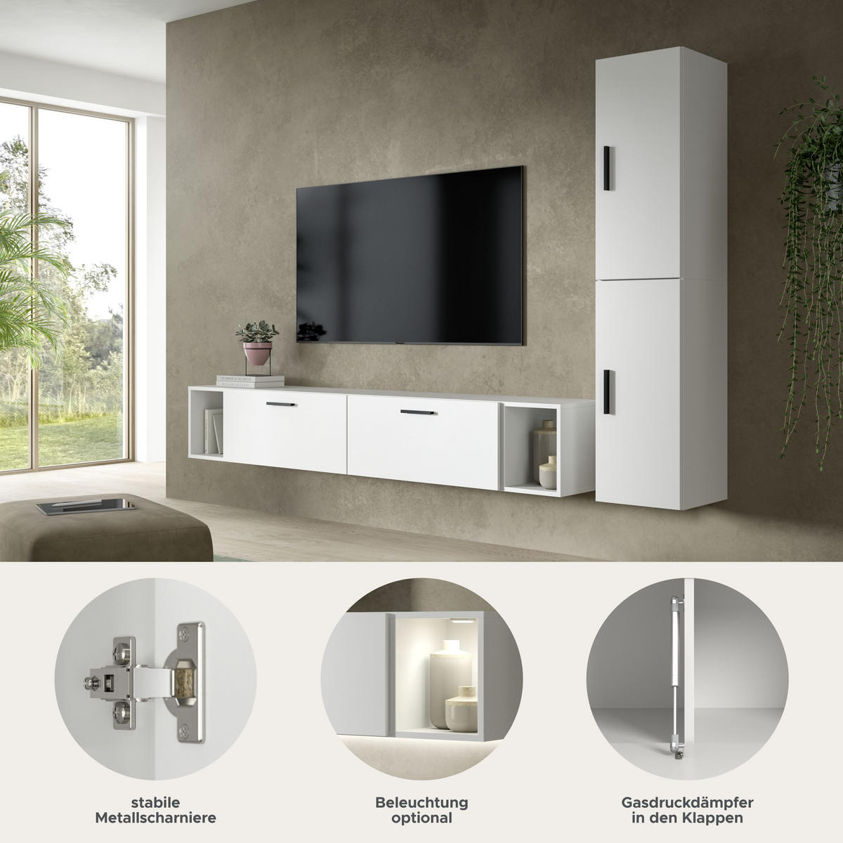 WOHNWAND The One weiß 259/34/182 cm - Weiß, Holzwerkstoff (259/182/34cm) - Xonox