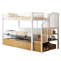 HOCHBETT 90/200 cm aus Metall und MDF mit Stauraumtreppe Weiß - Weiß, Holzwerkstoff (90/200cm) - Modenvie