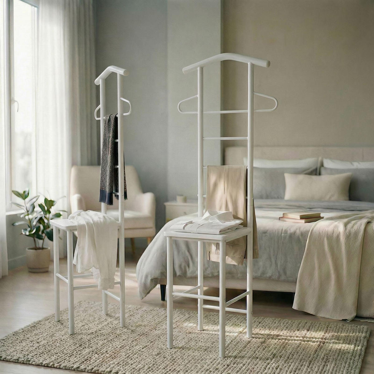 HERRENDIENER JIVO 2ER-SET - Weiß, Metall (53/121/47cm) - CARO-Möbel