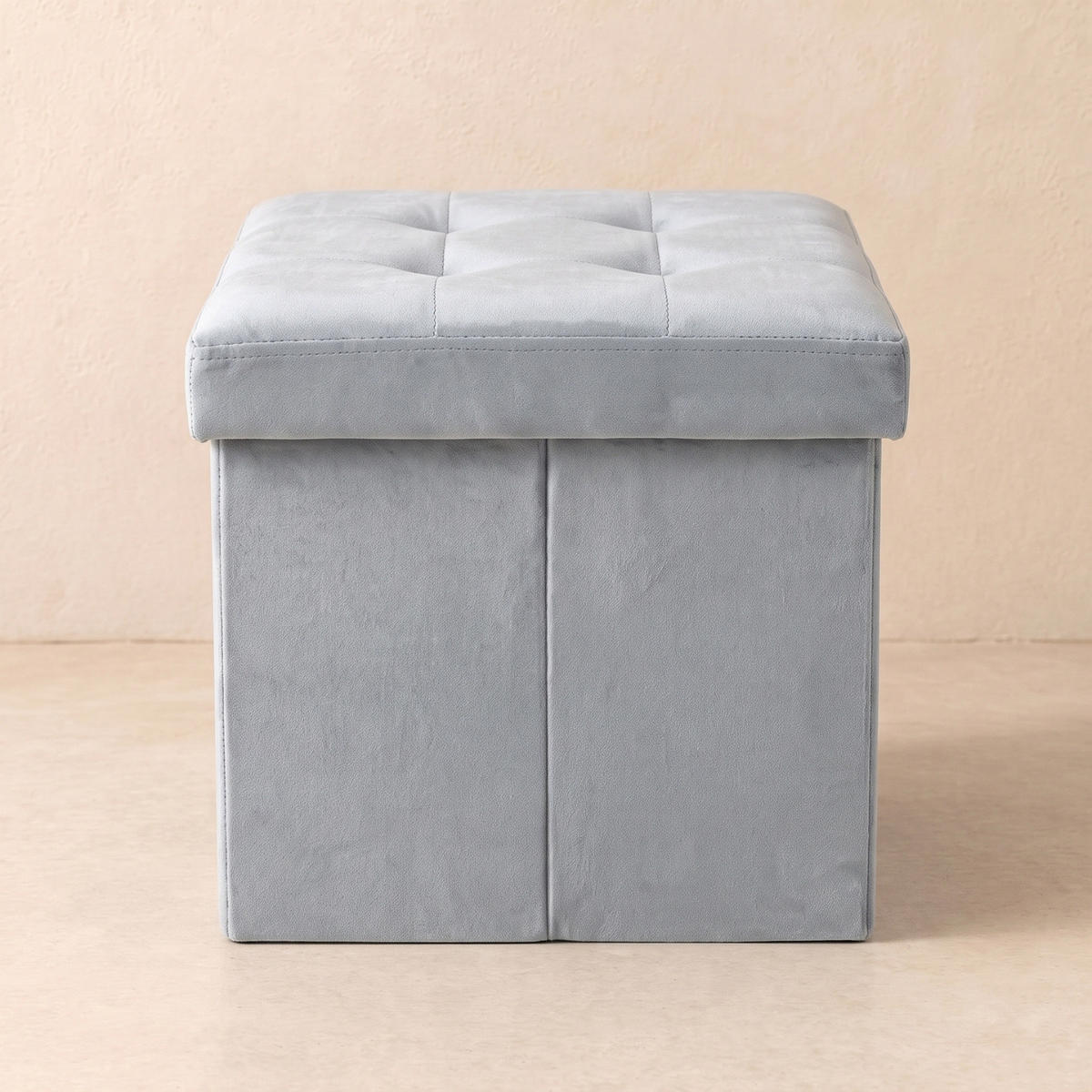 POUF mit Stauraum 38/38/38 cm - Grau, Textil (38/38/38cm) - SCENA LIVING