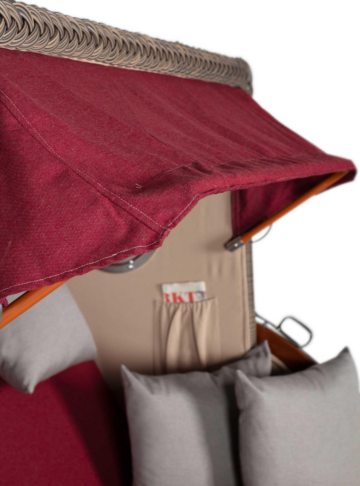 STRANDKORB XXL Düne Grande 2,5 Sitzer - Rot/Braun, Metall (142/170/95cm) - Mr. Deko