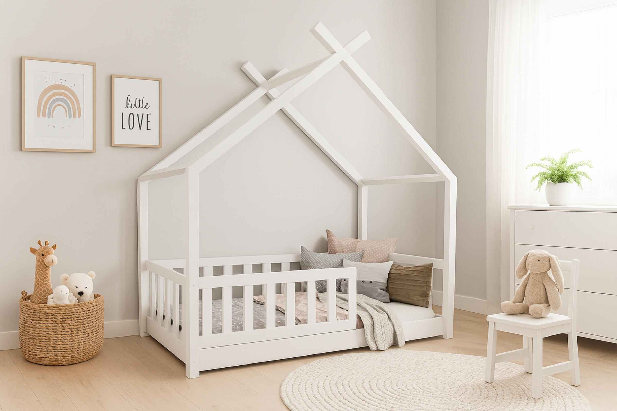 HAUSBETT STAR PLUS 90/200 in Weiß - Weiß, Holz (90/200cm) - Deine Möbel 24