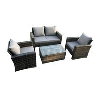 GARTENMÖBELSET Polyrattan Dunkelgrau 4-Sitzer - Dunkelgrau, Metall - Fimous