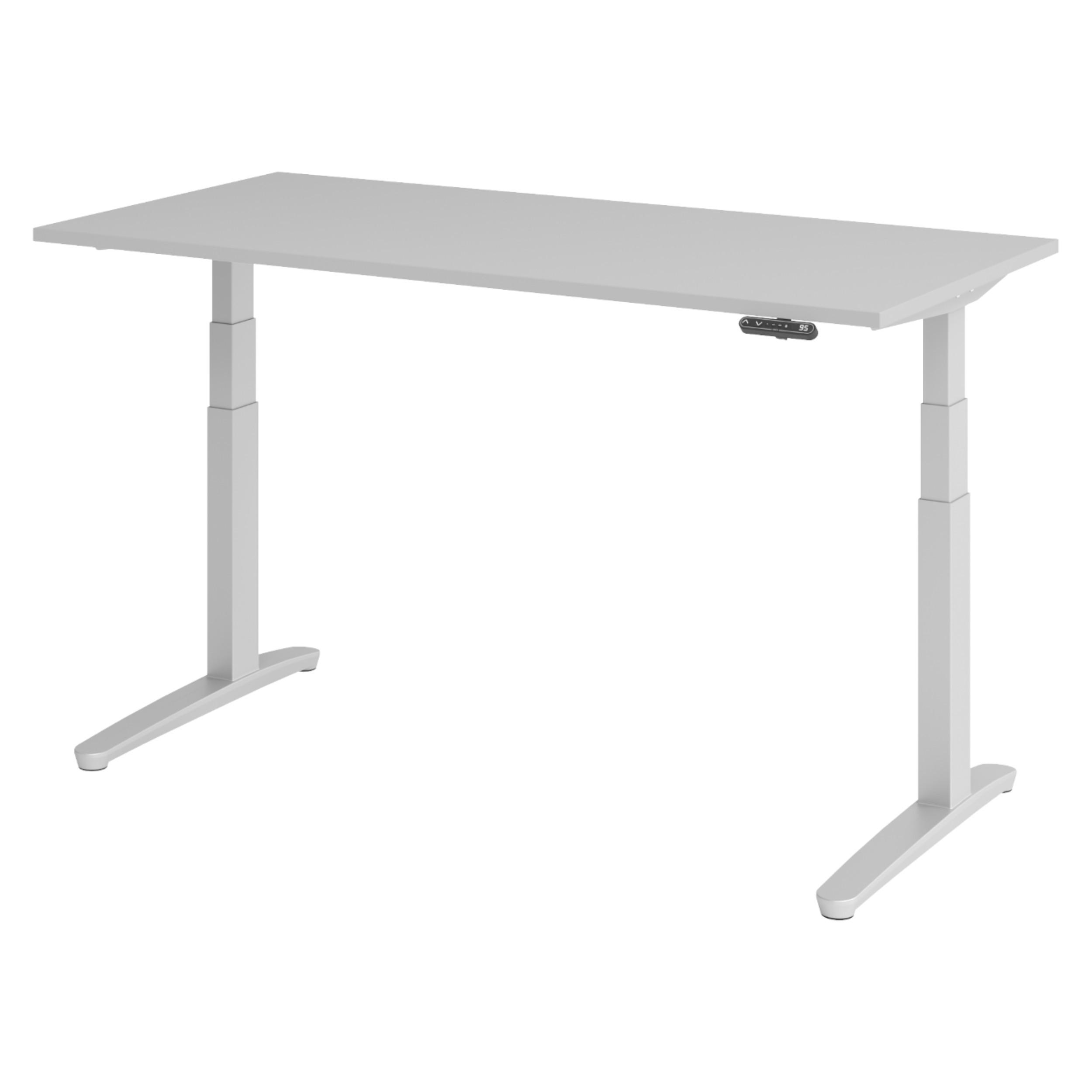 bümö Schreibtisch Grau, Silber 160x74x80 cm