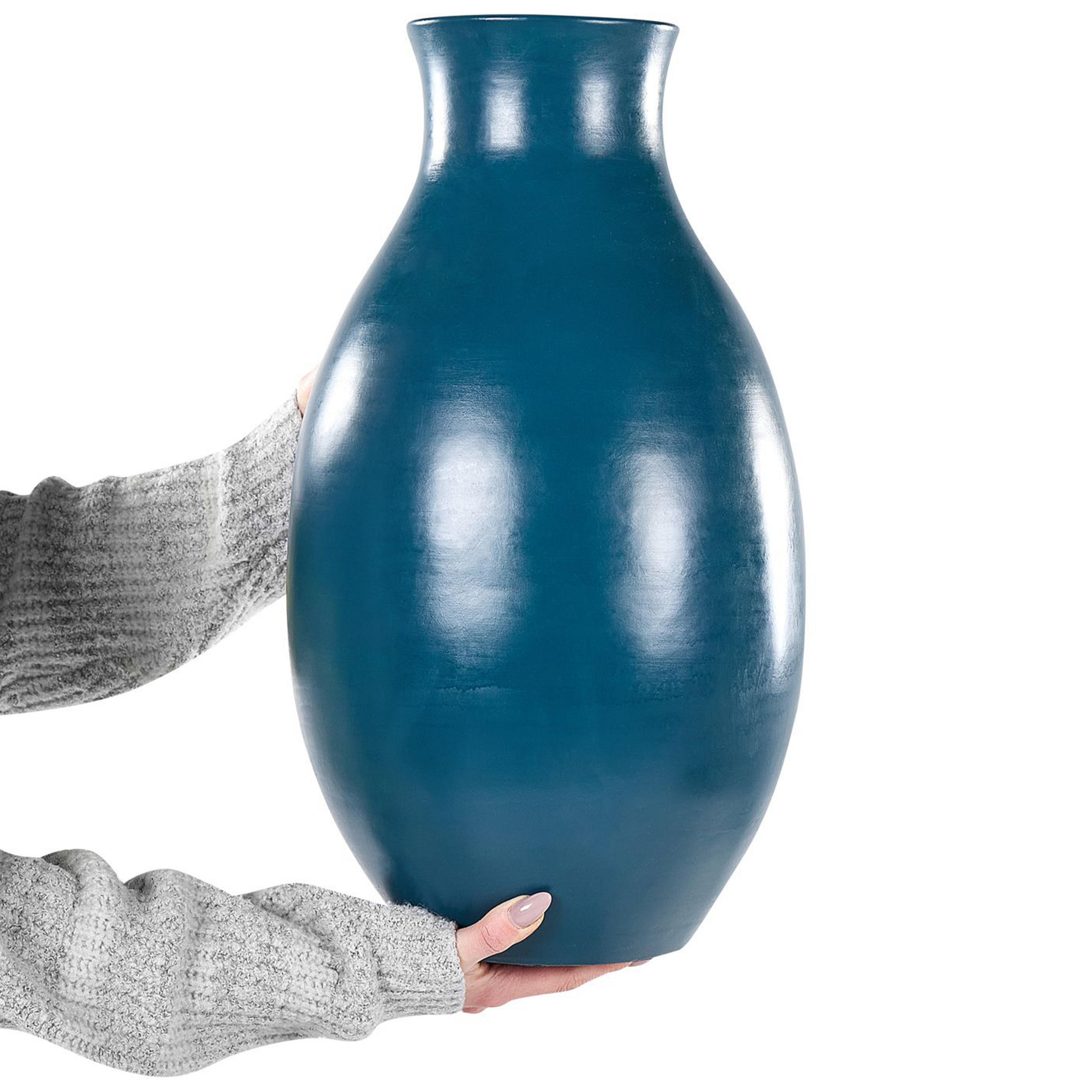 DEKOVASE Terrakotta blau Stagira - Blau, Stein (48cm) - Beliani