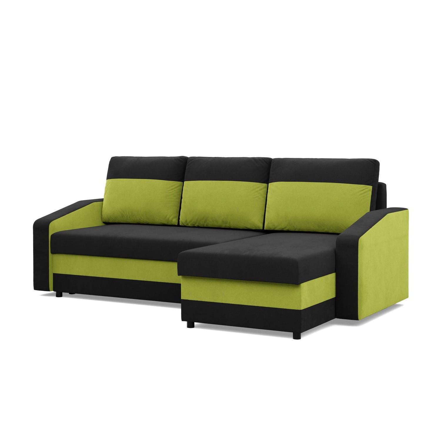 ECKSOFA MIT SCHLAFFUNKTION ORION, Schwarz + Grün - Multicolor, Textil (231/140cm)