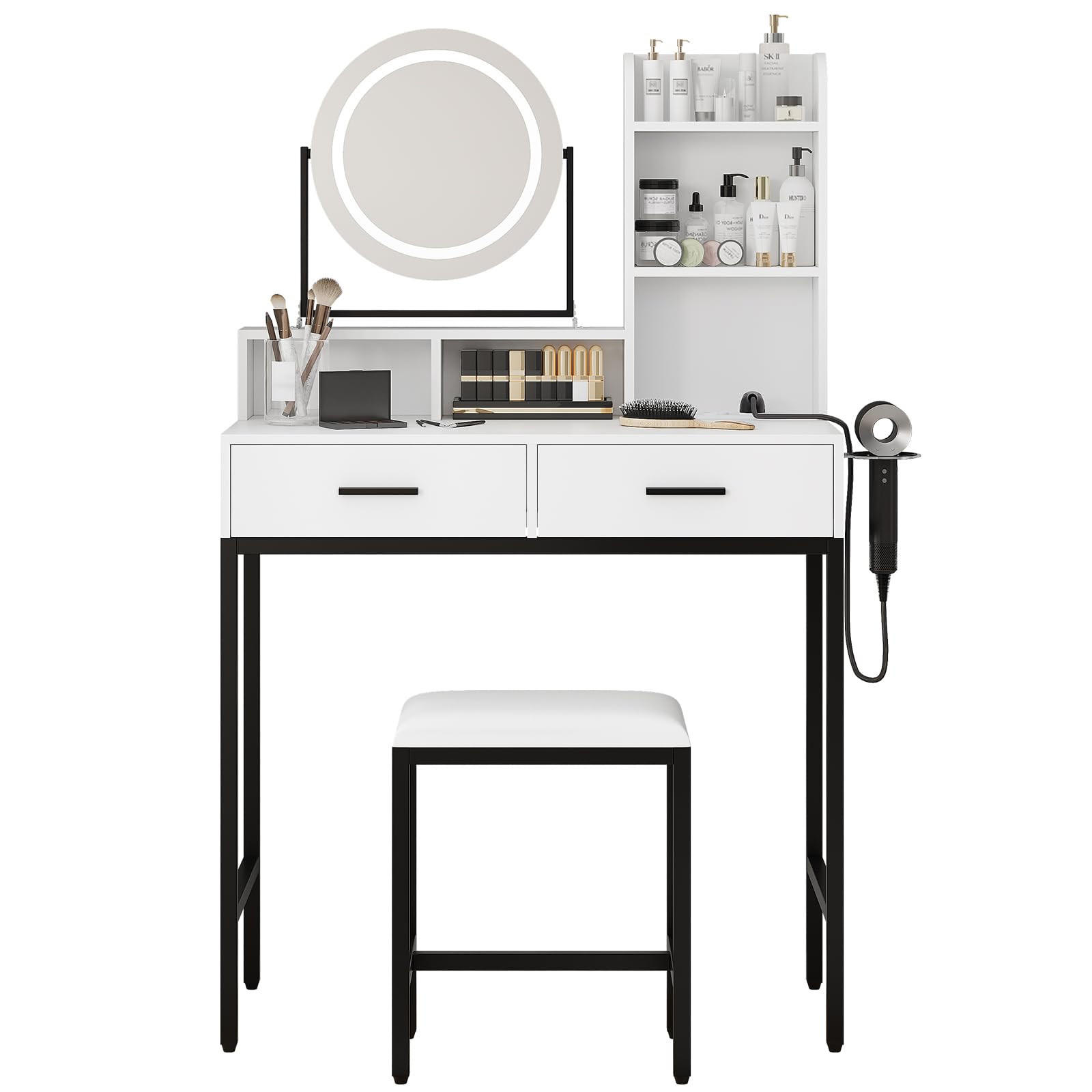 Garvee Schminktisch Schwarz 76x135.5x40 cm