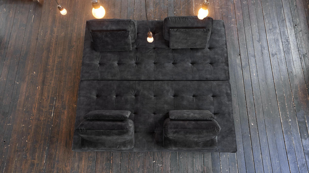 ECKSOFA WIOLO Anthrazit Velvet - Anthrazit/Silberfarben, Textil (350/240cm) - KAWOLA