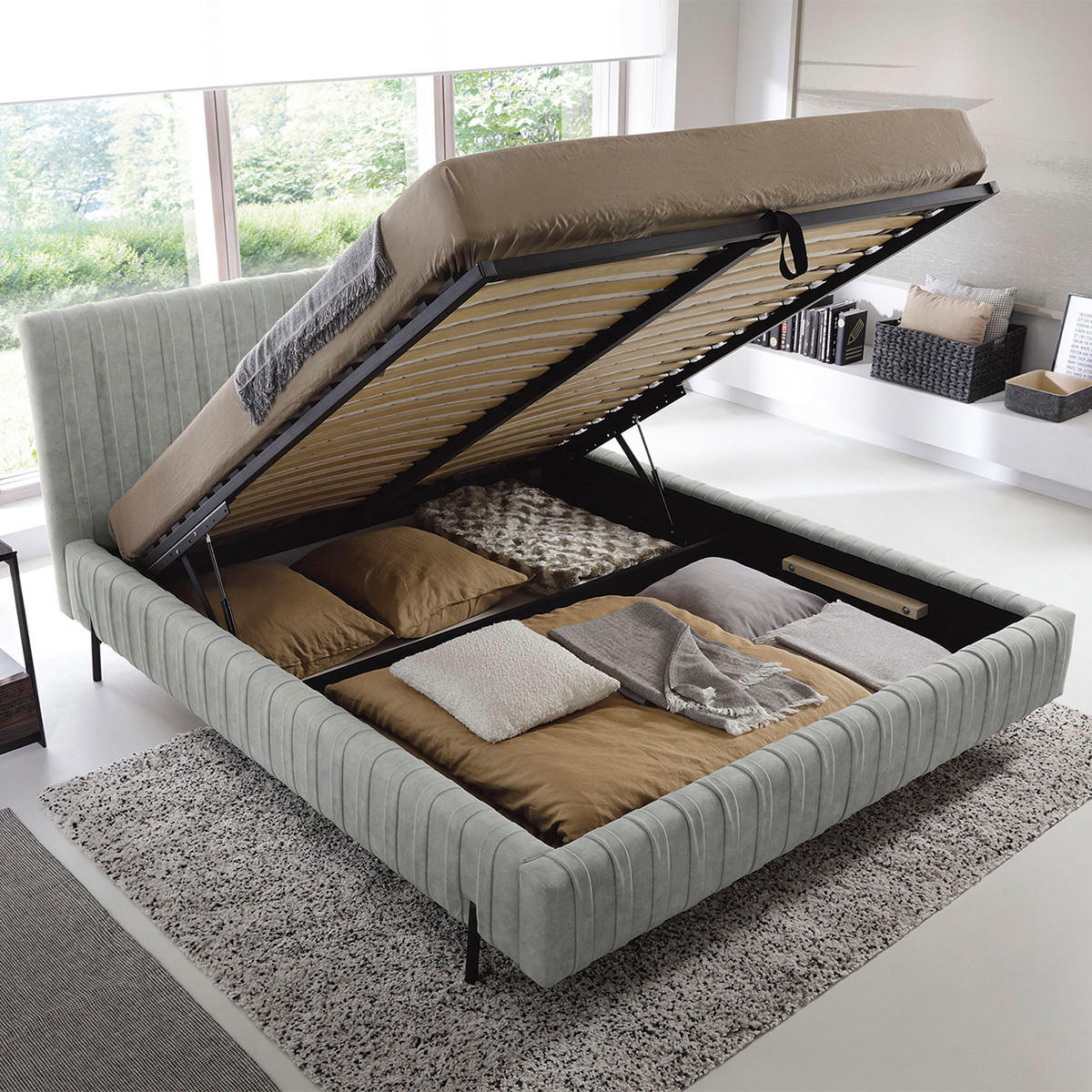 BOXSPRING POSTEĽ 180/200 Ori Šedá - sivá, drevo (180/200cm) - Petits-meubles