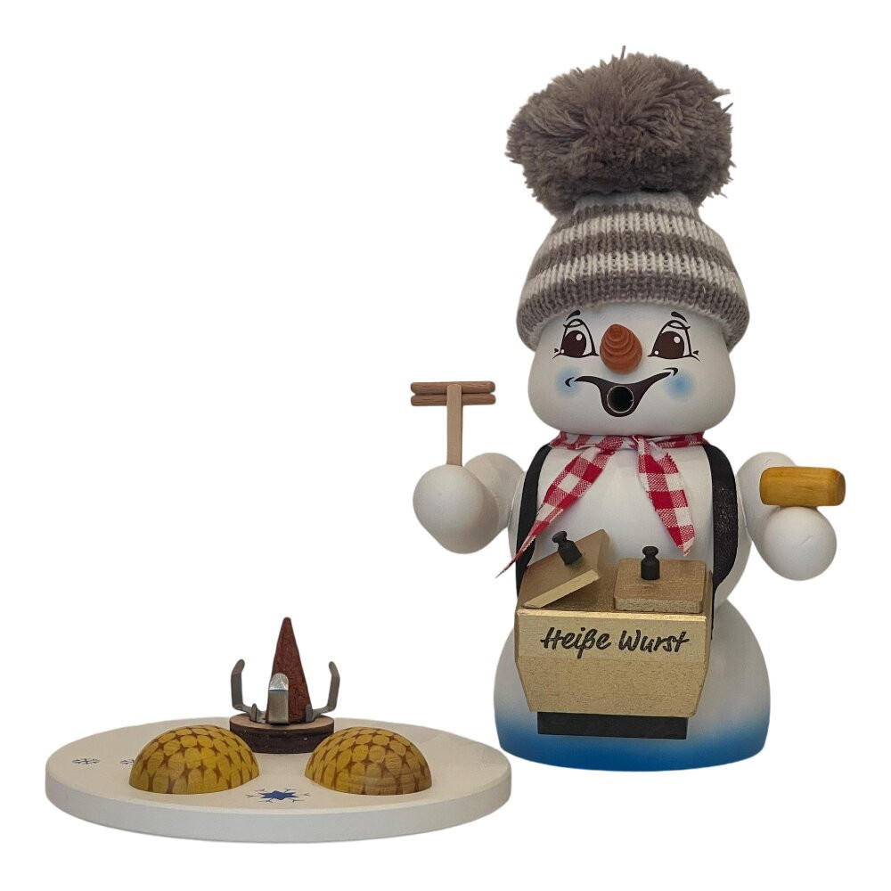 RAUCHFIGUR Schneemann Weiß Wurstverkäufer 19 cm - Multicolor, Holz (15/19/0.1cm)