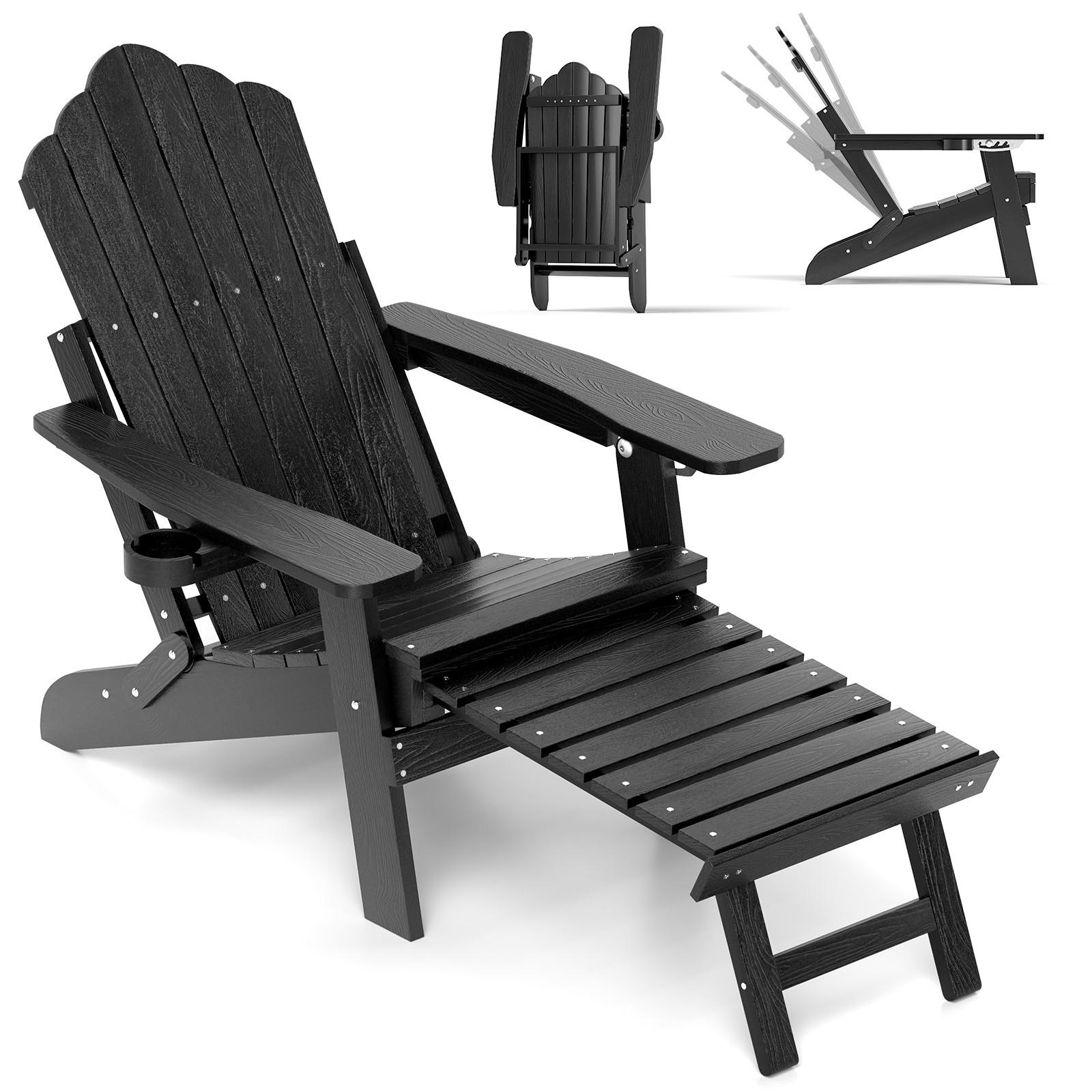 SONNENSTUHL Schwarz - Schwarz, Kunststoff (78/81/92cm) - COSTWAY