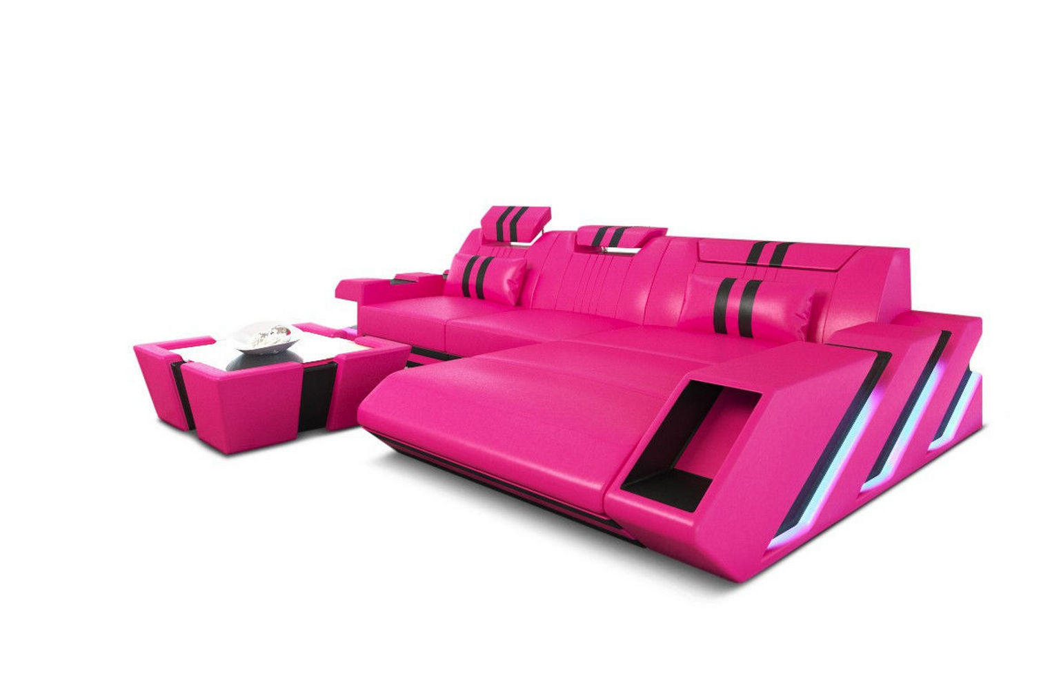 ECKSOFA Apollonia L - Pink, Leder (190/295cm) - Sofa Dreams