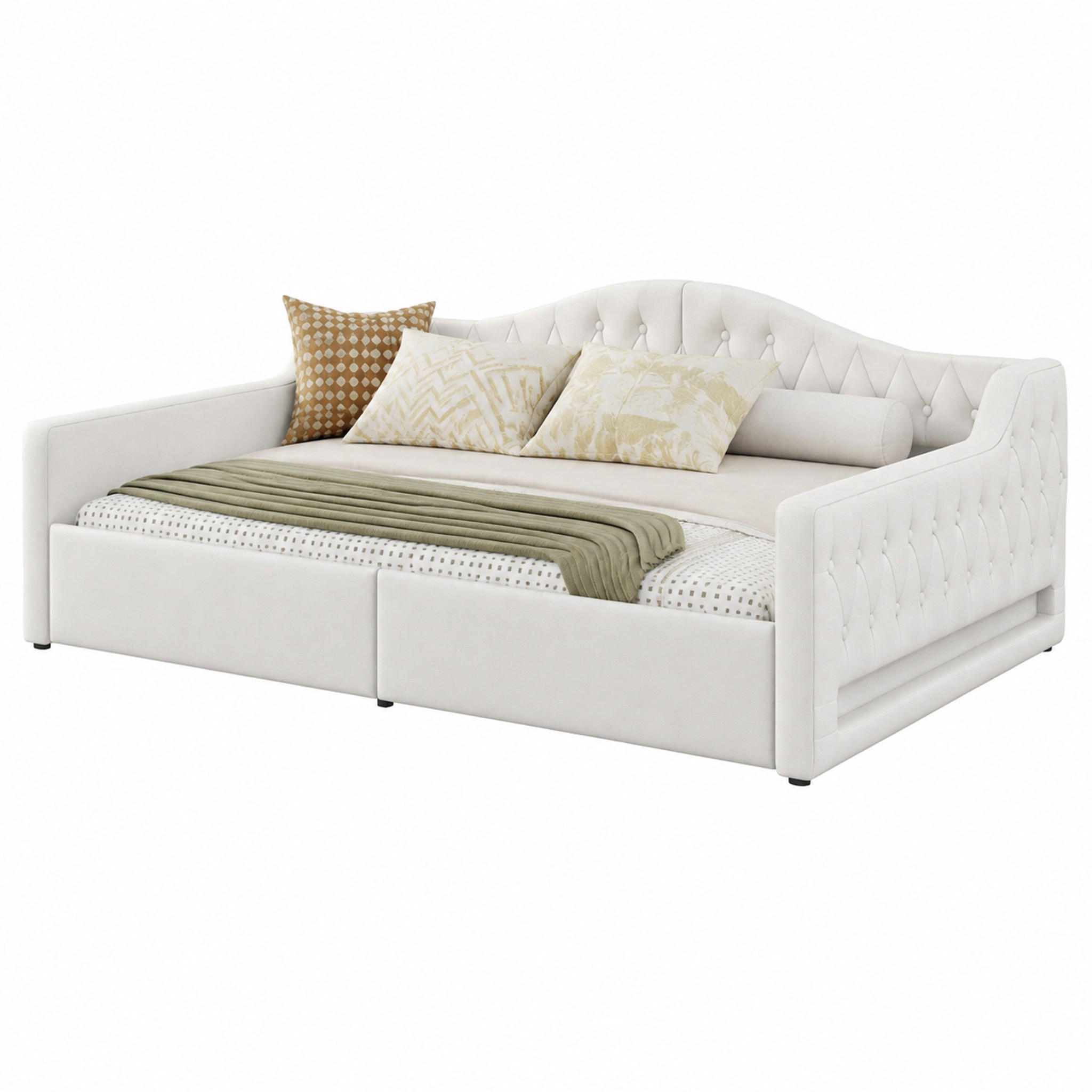 TAGESBETT mit Stauraum und LED 140x200 cm Beige - Beige, Metall (140/200cm) - Meubliv