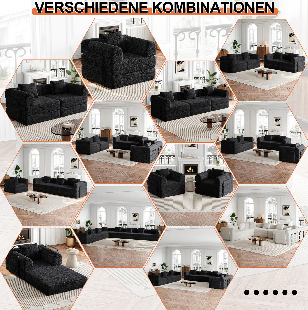 SCHLAFSOFA 2-in-1 mit Armlehnen-Ablagefach Chenille Schwarz - Schwarz, Textil (91.4/69.8/183.8cm) - OKWISH
