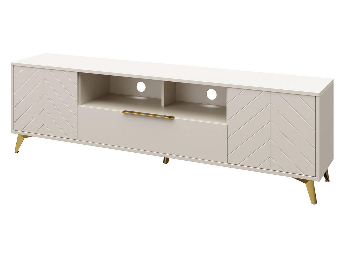 TV-ELEMENT Xylix 2D1SZ - Beige/Goldfarben, Holzwerkstoff/Metall (204/60/40cm) - MIRJAN24