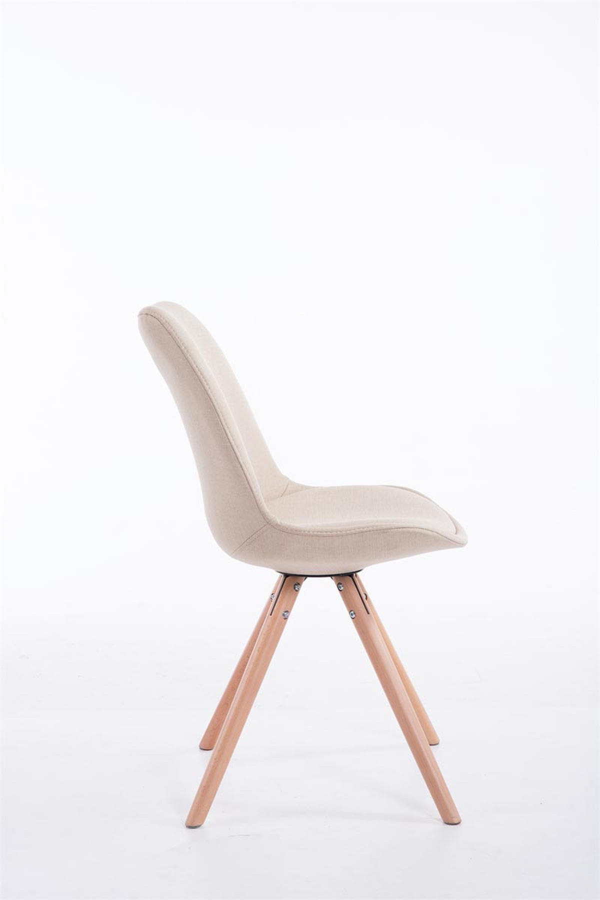 STUHL Stoff creme - Eukalyptusholzfarben/Creme, Holz/Textil (48/84/56cm) - CLP