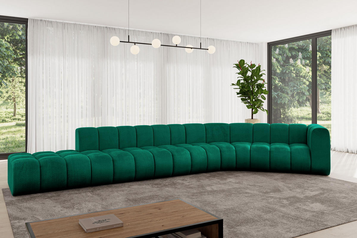 ECKSOFA modulares Sofa Tilmo-L2 - 490x194x70 cm Grün - Dunkelgrün, Holzwerkstoff/Textil (490/194cm) - ALTDECOR