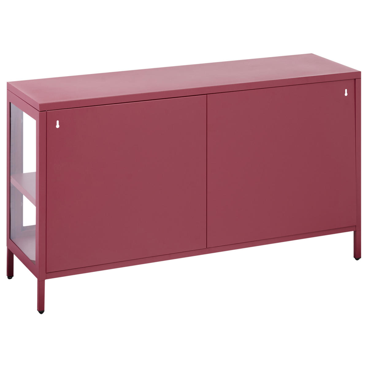 SIDEBOARD se skleněnými dveřmi Kov 115 cm Tmavě červený Newport - tmavě červená, kov (115/64/35cm) - Beliani