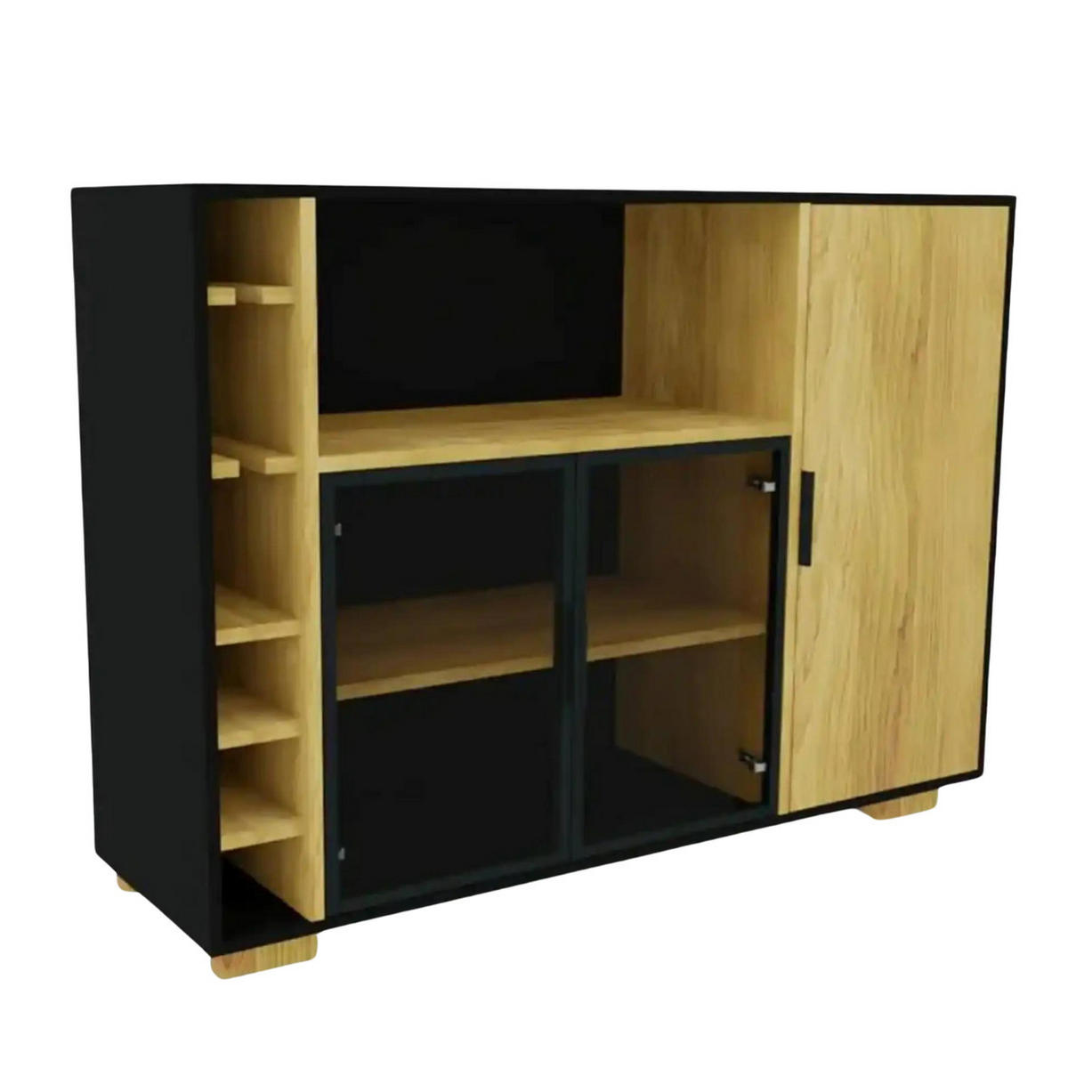 SCHRANK Eichenholz-Alkoholbar für das Wohnzimmer CARLA - Eichefarben, Holz (145/105/45cm) - Rawood Furniture