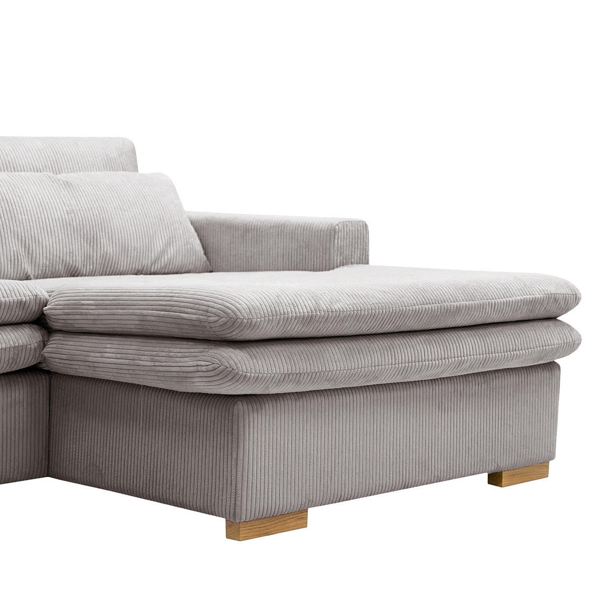 ECKSOFA mit Longchair - Hellgrau, Textil (299/164cm) - home24