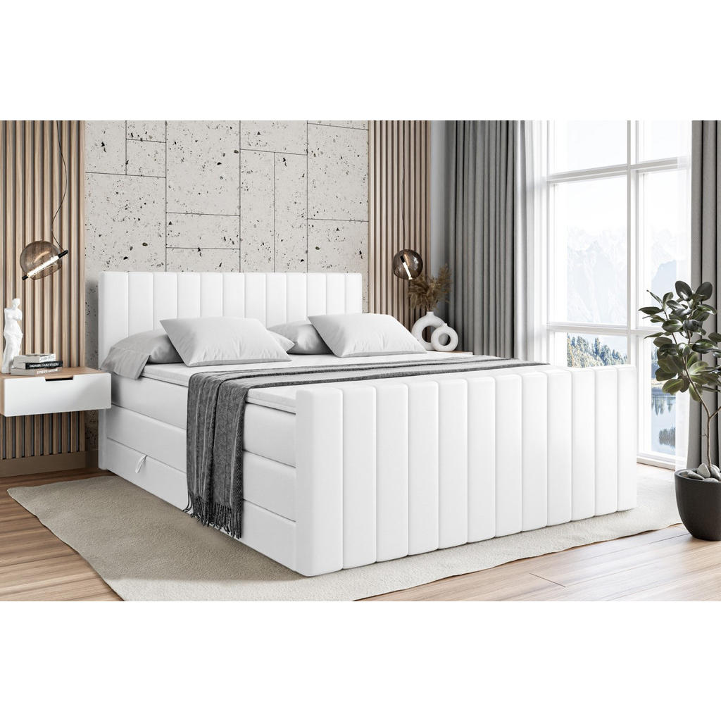 Thumbnail - Altdecor Boxspringbett, Weiß Hochglanz, Holzwerkstoff, Höhe ca. 20 cm, 180x200 cm, Schlafzimmer, Betten, Boxspringbetten