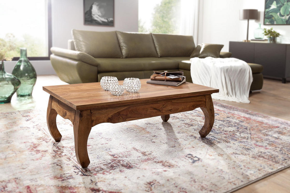COUCHTISCH KANADA in Opium-Form aus Massivholz Akazie handgefertigt, Braun 110x60x40 cm - Braun, Holz (60/110/40cm) - KADIMA DESIGN