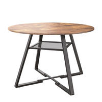 ESSTISCH Rund Ø 120 cm Industrial Design mit Ablagefach, MDF & Metall Schwarz-Braun - Braun, Metall (120/120/75cm) - DELFA
