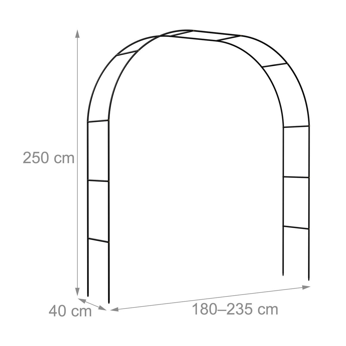 ROSENBOGEN - Schwarz, Metall (235/250/40cm) - Relaxdays