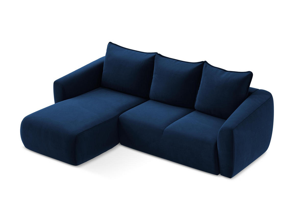 3-SITZER SOFA mit Schlaffunktion Chenille Stoff Blau - Pastellblau/Schwarz, Holzwerkstoff/Kunststoff (266/95/121cm) - LaMiaSofa