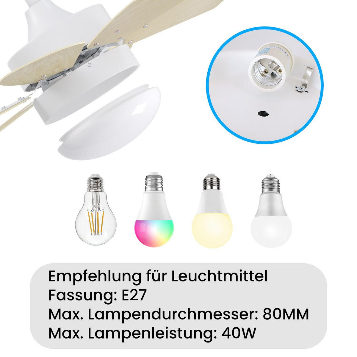 DECKENVENTILATOR Energie II 75/75/43cm - Eschefarben, Metall (75/75/43cm) - Nettlife