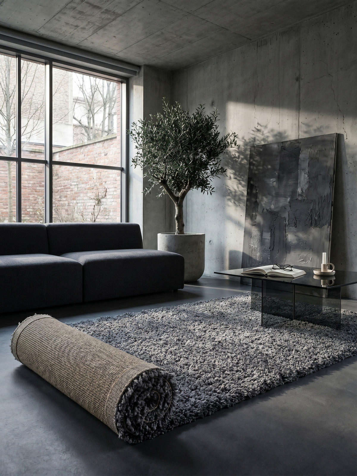 HOCHFLORTEPPICH RHEIN, einfarbig, aus Polypropylen, Grau, 80 x 250 cm - Grau, Textil (80/250cm) - KADIMA DESIGN