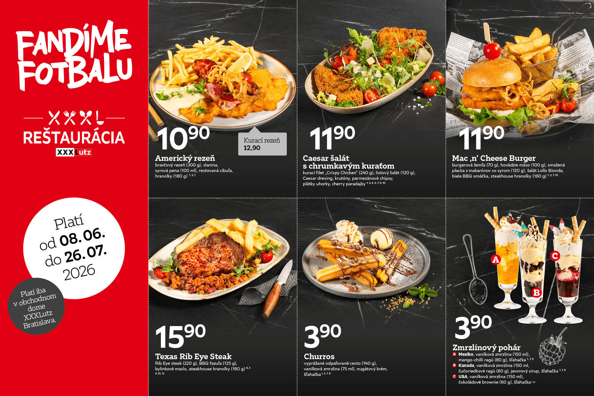 XXXL futbalové menu