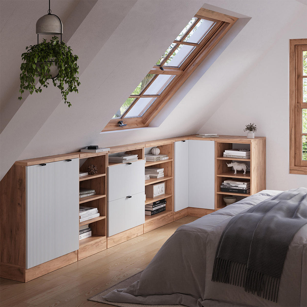 DACHSCHRÄGENSCHRANK ECKSCHRANK Rion Weiß Riffel 75.6 x 81.6 cm mit 1 Tür - Weiß, Holzwerkstoff (75.6/81.6/46cm) - Vicco