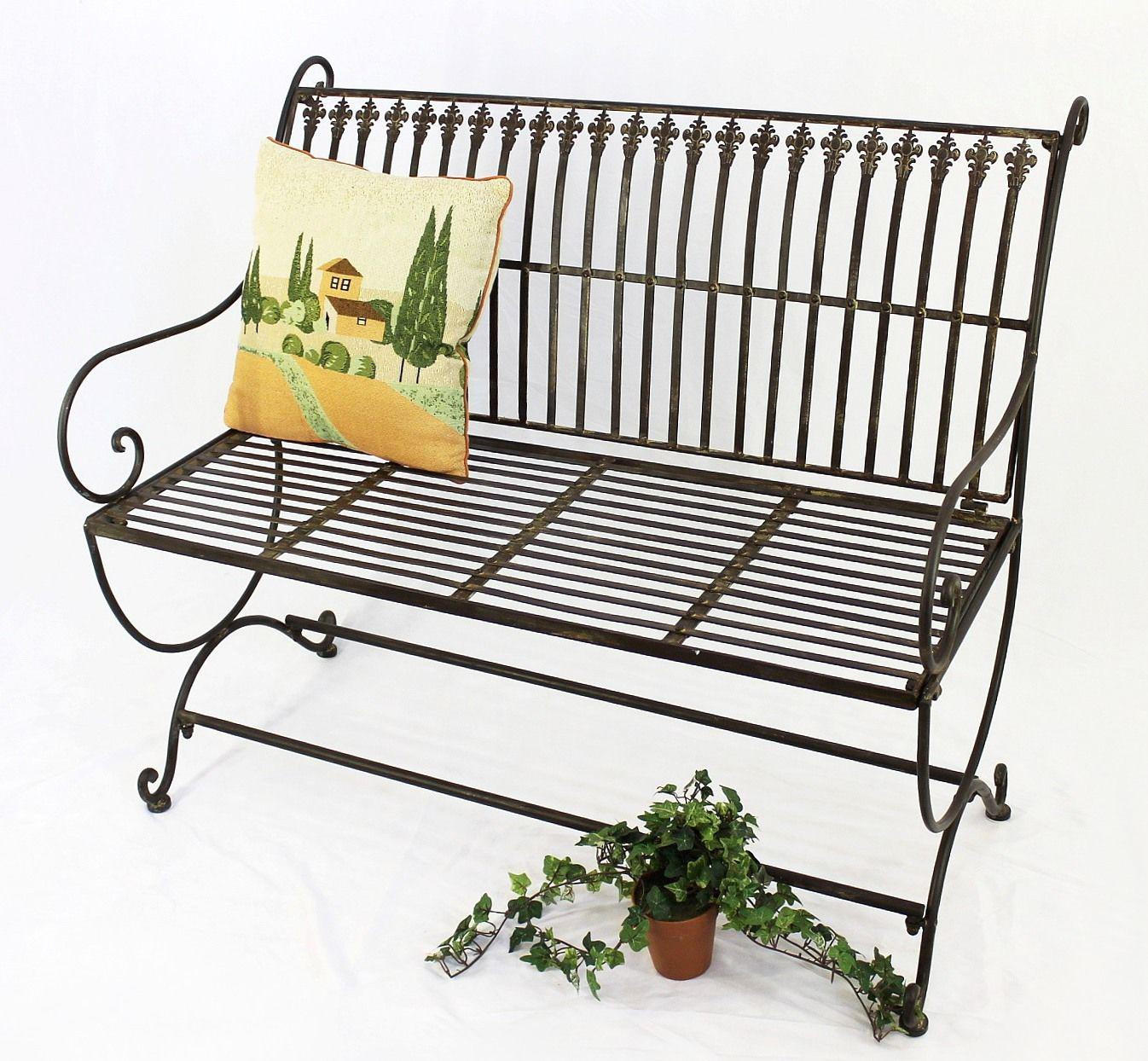 GARTENBANK 2-Sitzer Metall Braun antik 102/60/87 cm - Braun, Metall (102/87/60cm) - DanDiBo
