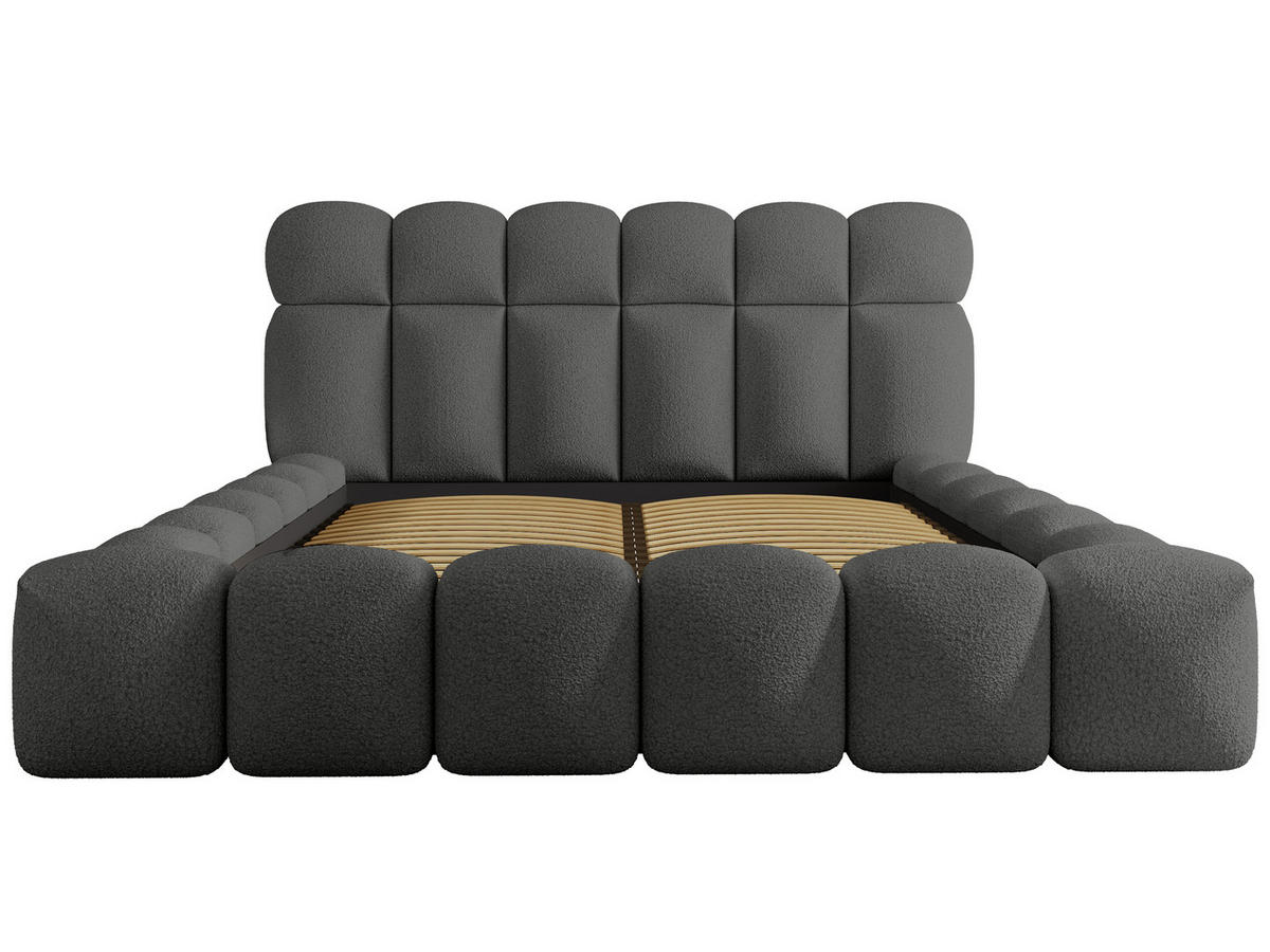 POLSTERBETT Mira XL Anthrazit 140/200 cm Boucle mit Bettkasten - Anthrazit, Textil/Metall (140/200cm) - wonello