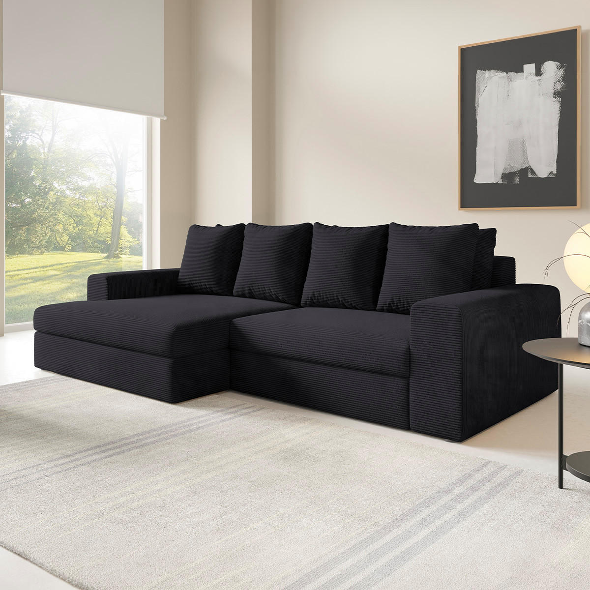 ECKSOFA Paola 3 Sitzplätze Schwarz - Schwarz, Holz (272/167cm) - Petits-meubles