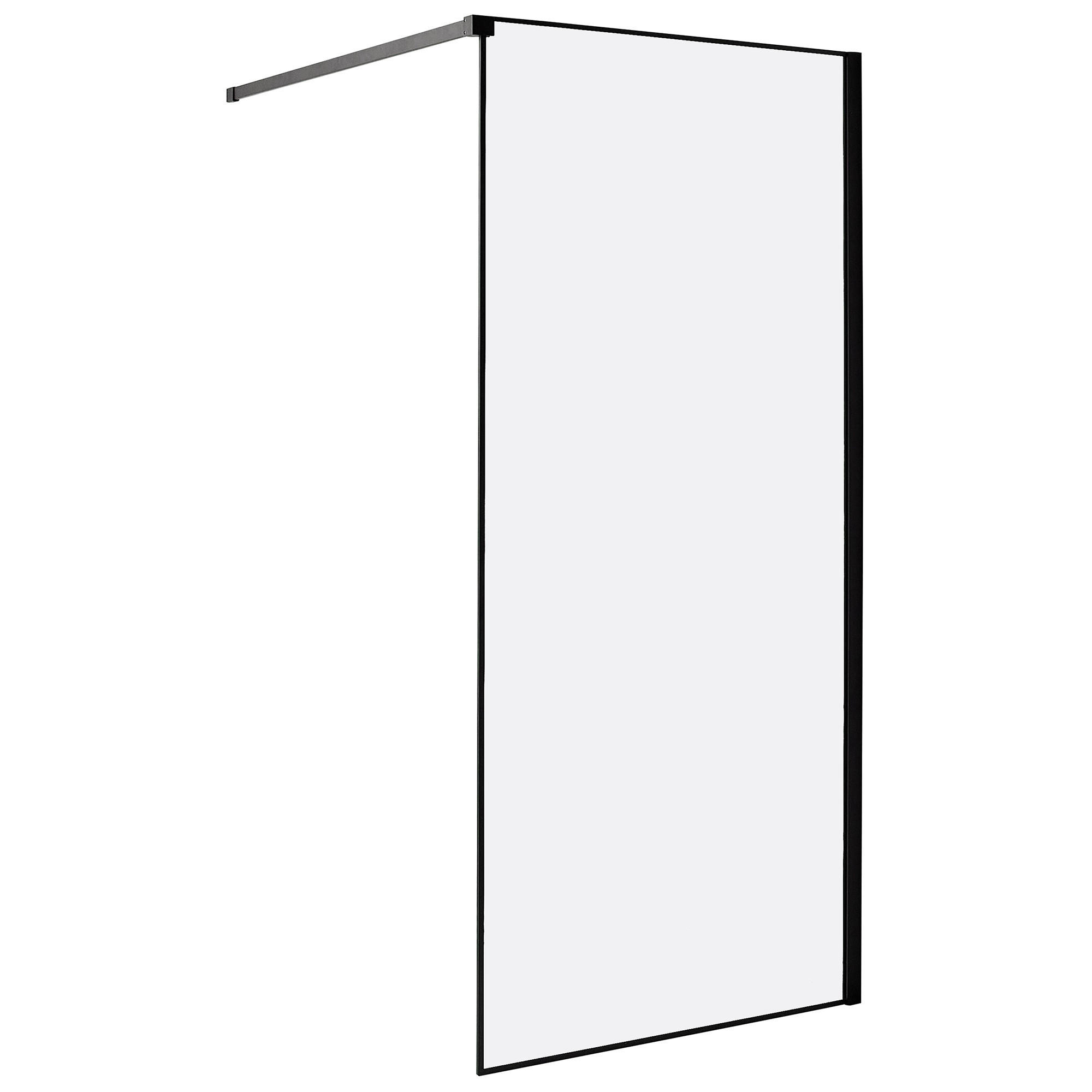 DUSCHWAND 90/190 cm Schwarz Waspam - Transparent/Schwarz, Glas (90/190cm) - Beliani