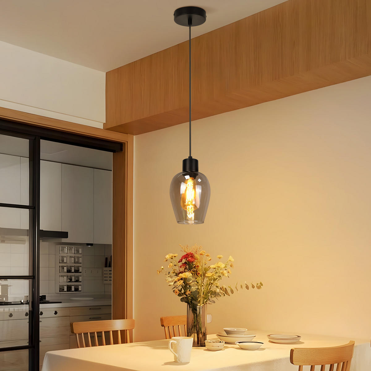 PENDELLEUCHTE Mark 10/10/120 cm - Schwarz, Glas (10/10/120cm) - ZMH